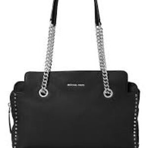 Michael Kors Astor Large Satchel-silver-tone chain handles